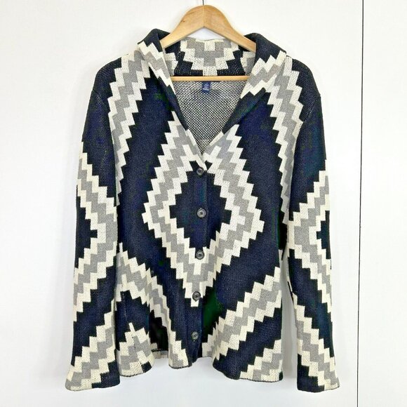 Chaps Ralph Lauren Cardigan Sweater Womens Size Medium Aztec Southwestern FLAW - Picture 1 of 5